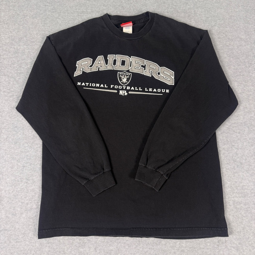 NFL Raiders Long Sleeve T-Shirt Mens XL Black Graphic National Football League